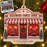 Personalized Family Diner Anniversary Wood Ornament - Custom Keepsake - image 1