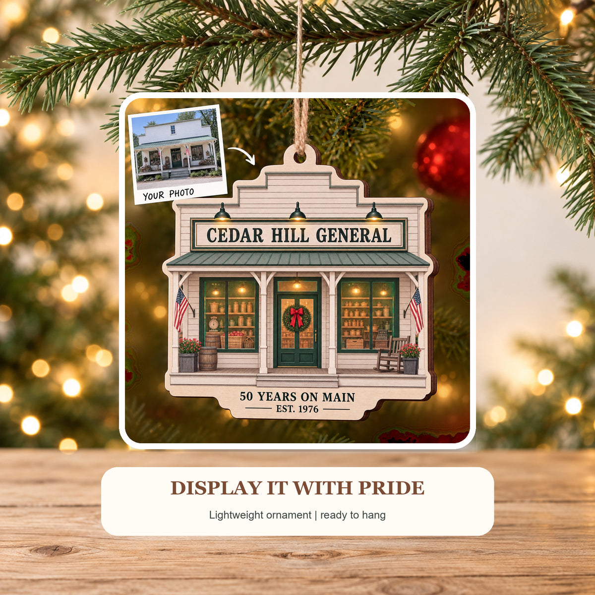 Personalized General Store Anniversary Wood Ornament - Custom Keepsake - image 6