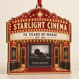 Personalized Movie Theater Anniversary Photo Window Wood Ornament - Custom Keepsake - image 1
