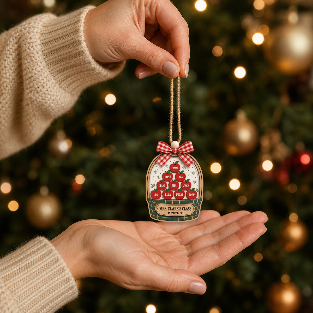 Personalized Apple Basket Acrylic Ornament - Custom Names Keepsake - image 7