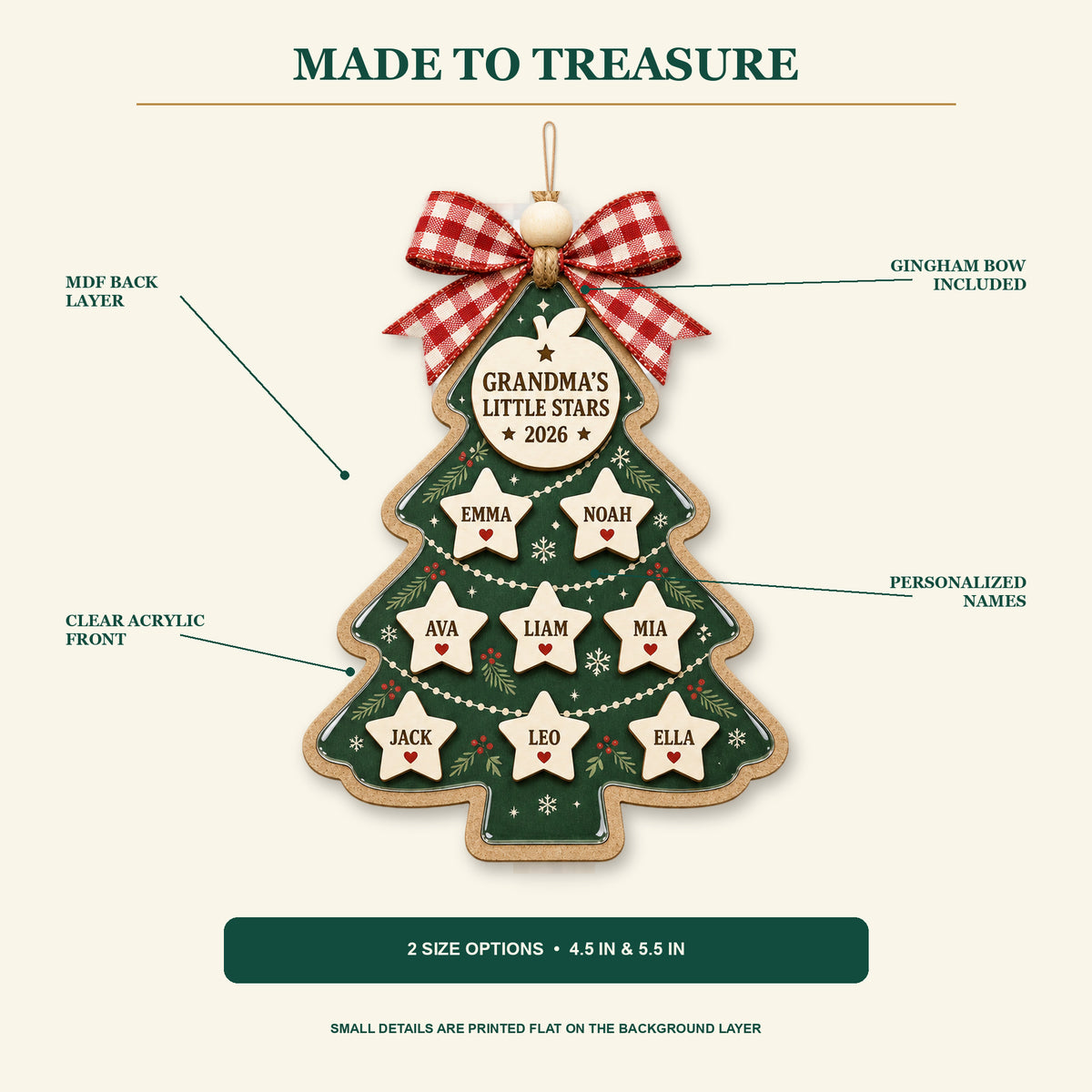 Personalized Grandma Christmas Tree Acrylic Ornament - Custom Names Keepsake - image 2