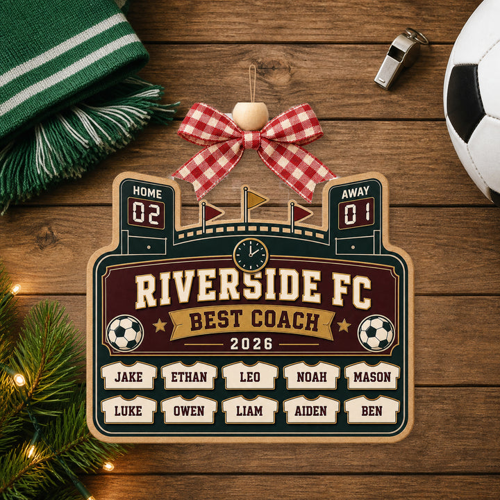 Personalized Soccer Scoreboard Acrylic Ornament - Custom Names Keepsake - image 1