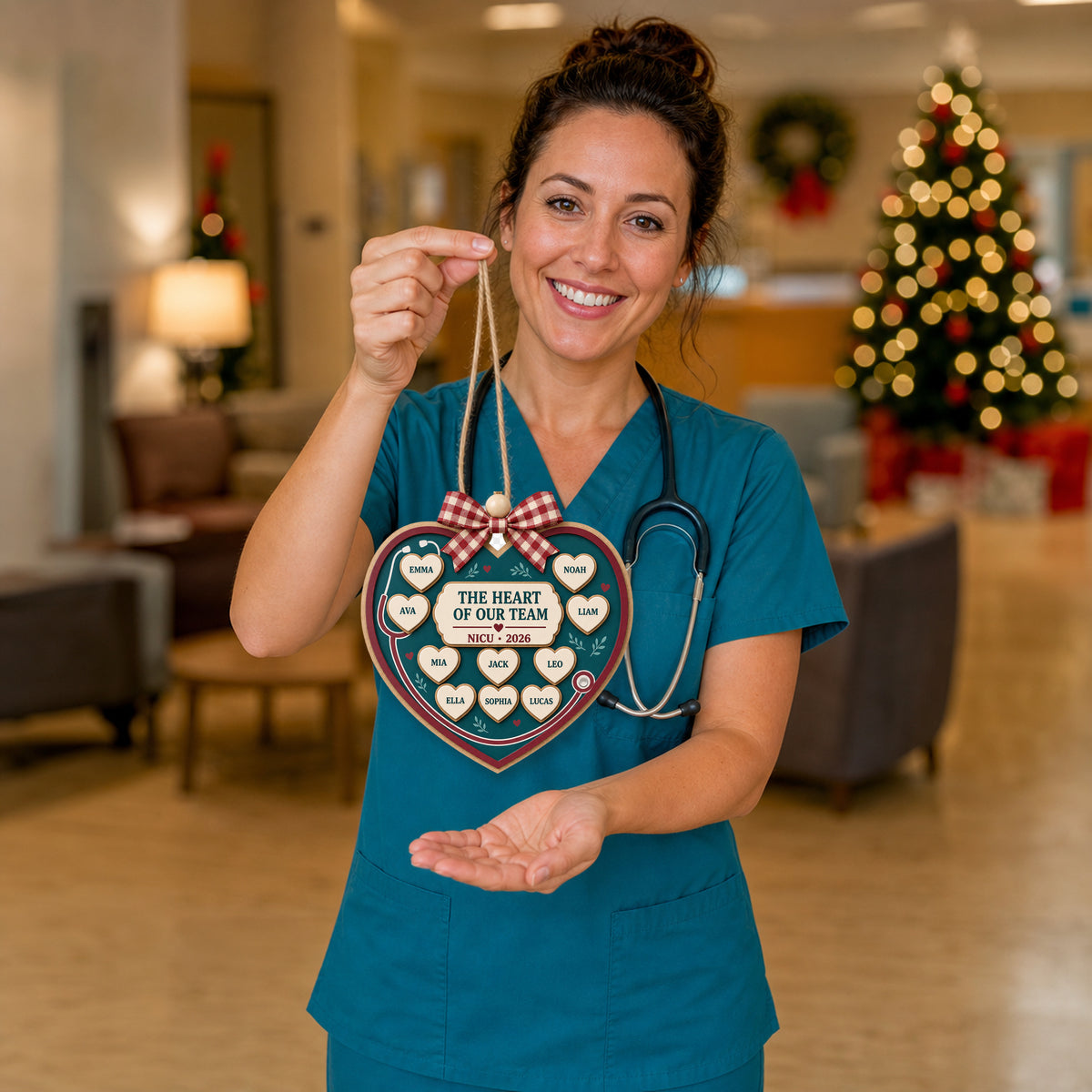 Personalized Healthcare Heart Stethoscope Acrylic Ornament - Custom Names Keepsake - image 5