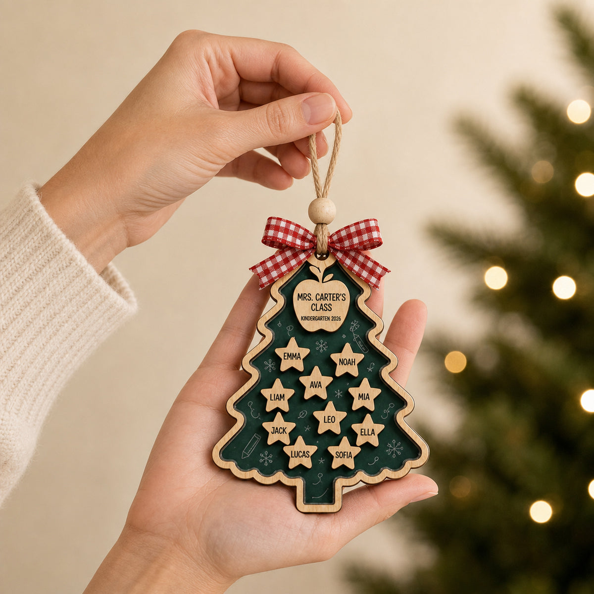 Personalized Teacher Little Stars Wood Ornament - Custom Class Names Keepsake - image 7