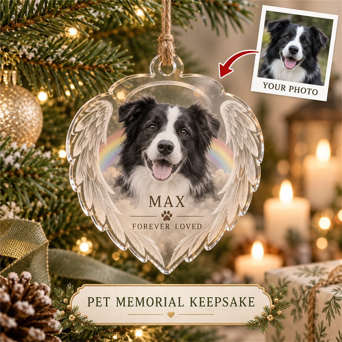 Personalized Pet Memorial Acrylic Ornament - Custom Photo Keepsake - image 1