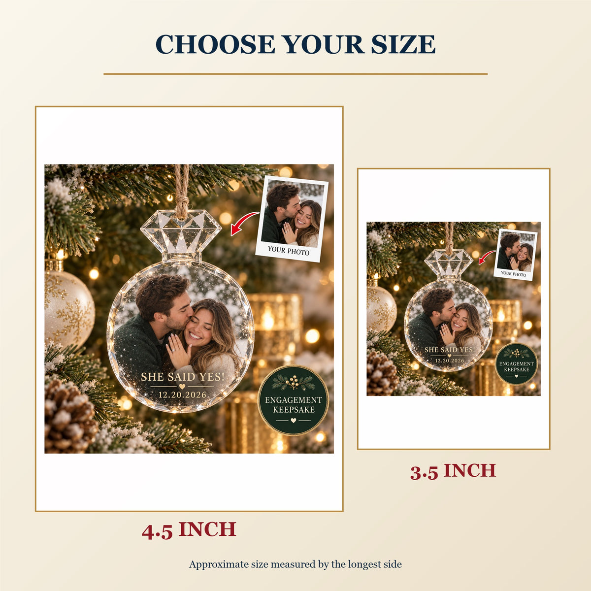Personalized Engagement Acrylic Ornament - Custom Photo Keepsake - image 3