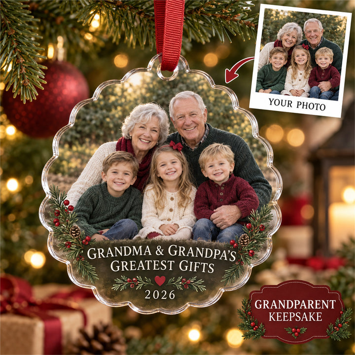 Personalized Grandparents Acrylic Ornament - Custom Photo Keepsake - image 1