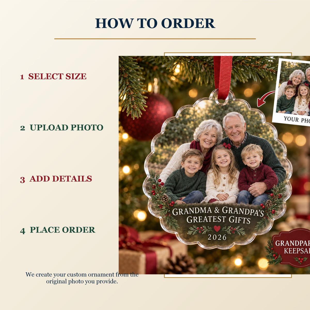 Personalized Grandparents Acrylic Ornament - Custom Photo Keepsake - image 4