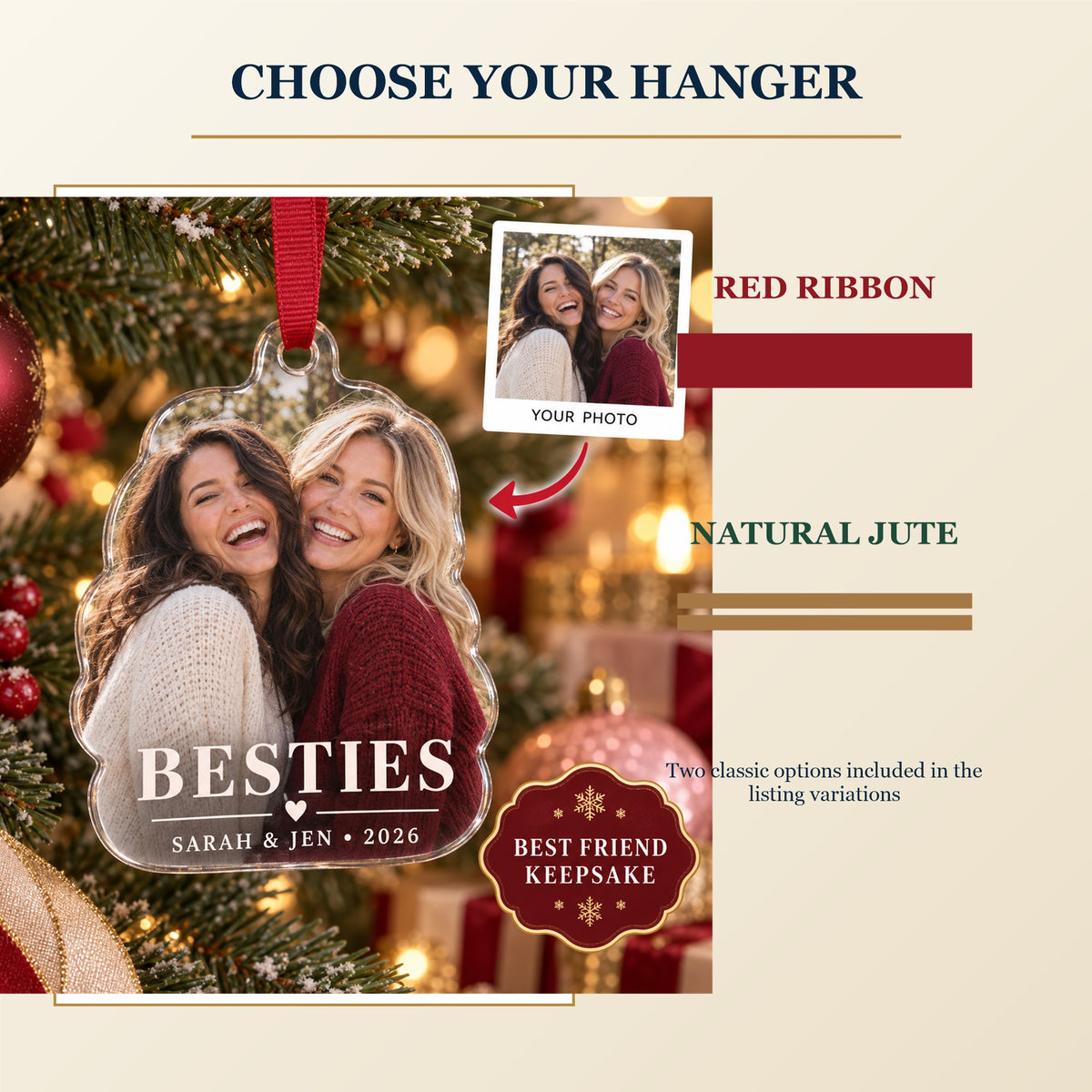 Personalized Best Friends Acrylic Ornament - Custom Photo Keepsake - image 8
