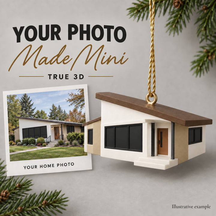 Personalized Mid Century Modern 3D Ornament - Custom Christmas Keepsake - image 1