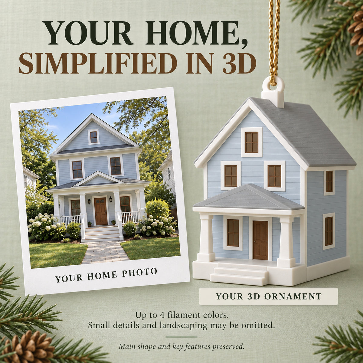 Personalized Coastal Cottage 3D Ornament - Custom Christmas Keepsake - image 4
