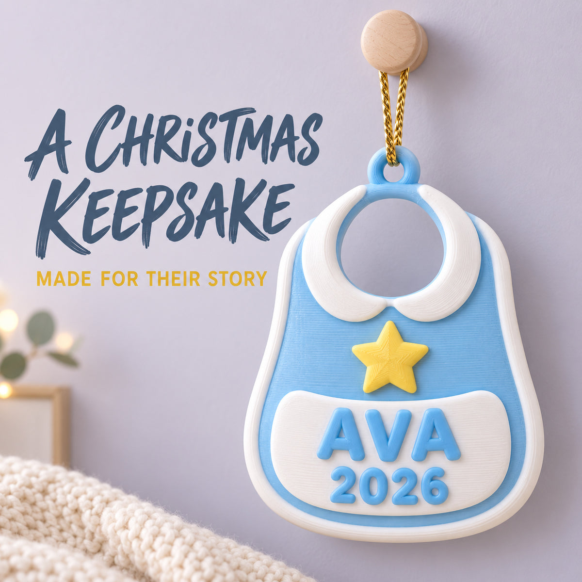 Personalized Baby's First Christmas Bib 3D Ornament - Custom Christmas Keepsake - image 9