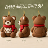Personalized Baby's First Christmas Teddy Scarf 3D Ornament - Custom Christmas Keepsake - image 2