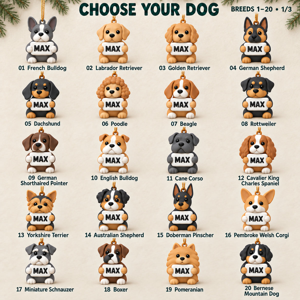 Personalized Dog Name Plaque 3D Ornament - Custom Pet Christmas Keepsake - image 2