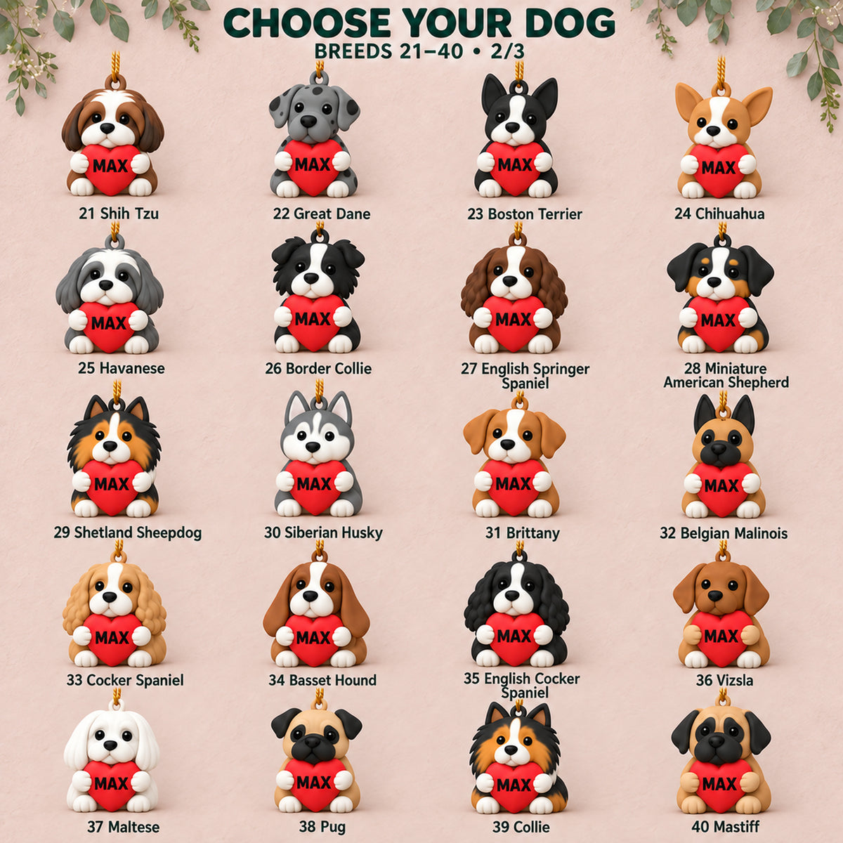 Personalized Heart Dogs 3D Ornament - Custom Christmas Keepsake - image 10