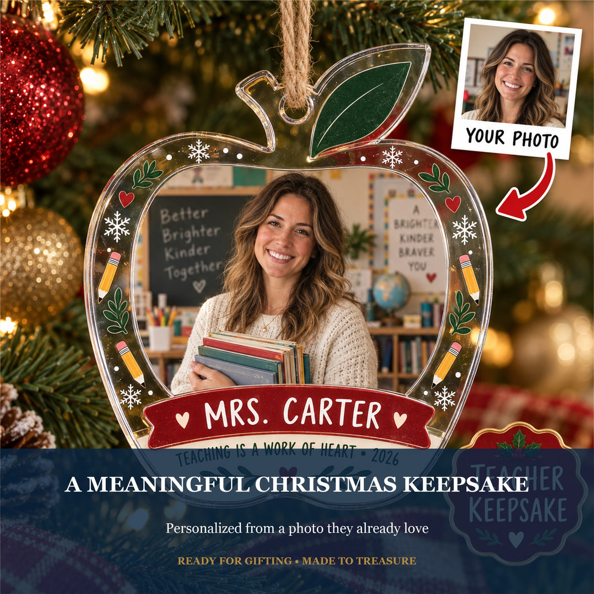 Personalized Teacher Photo Acrylic Ornament - Custom Photo Keepsake - image 5