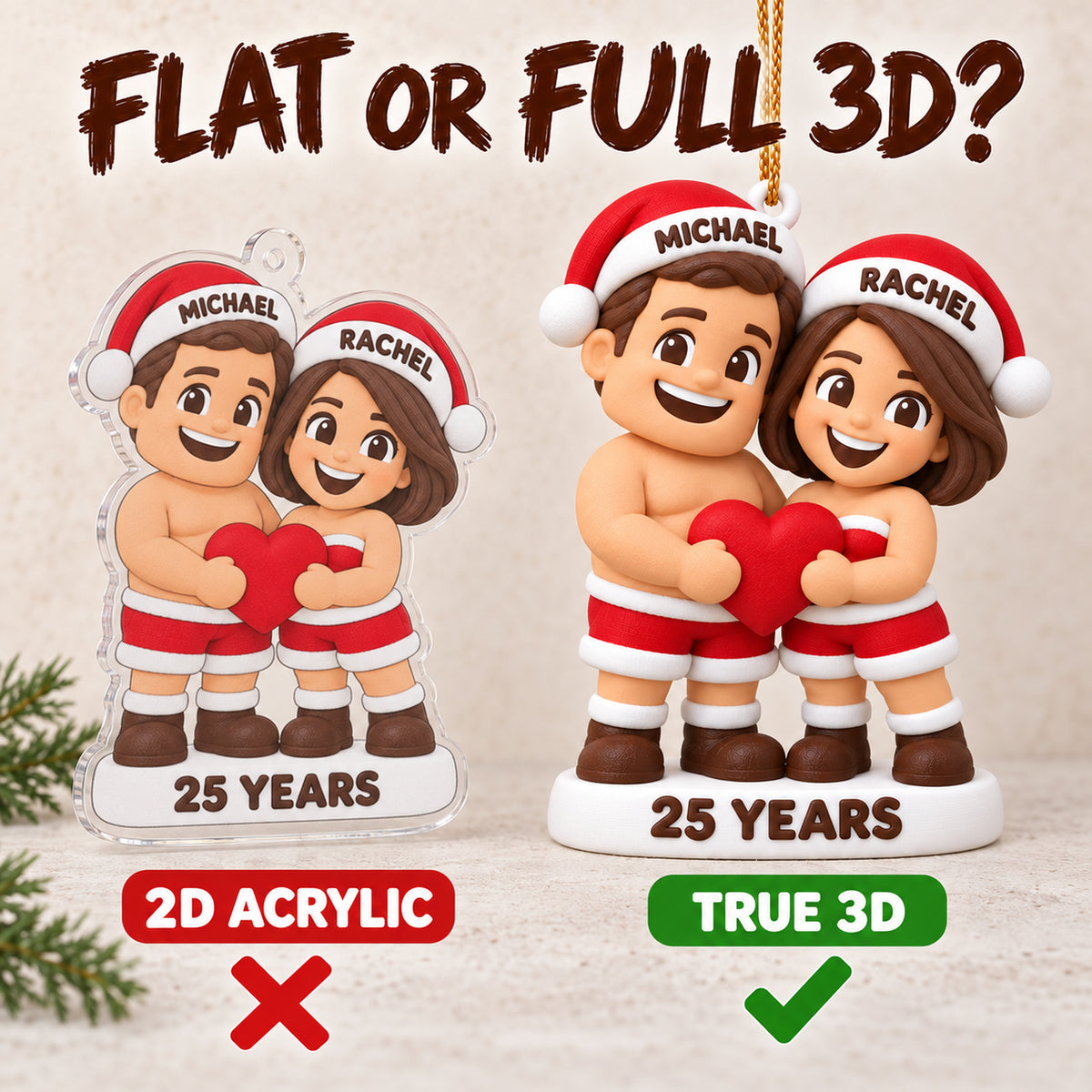 Personalized 25th Anniversary 3D Ornament - Custom Christmas Keepsake - image 3