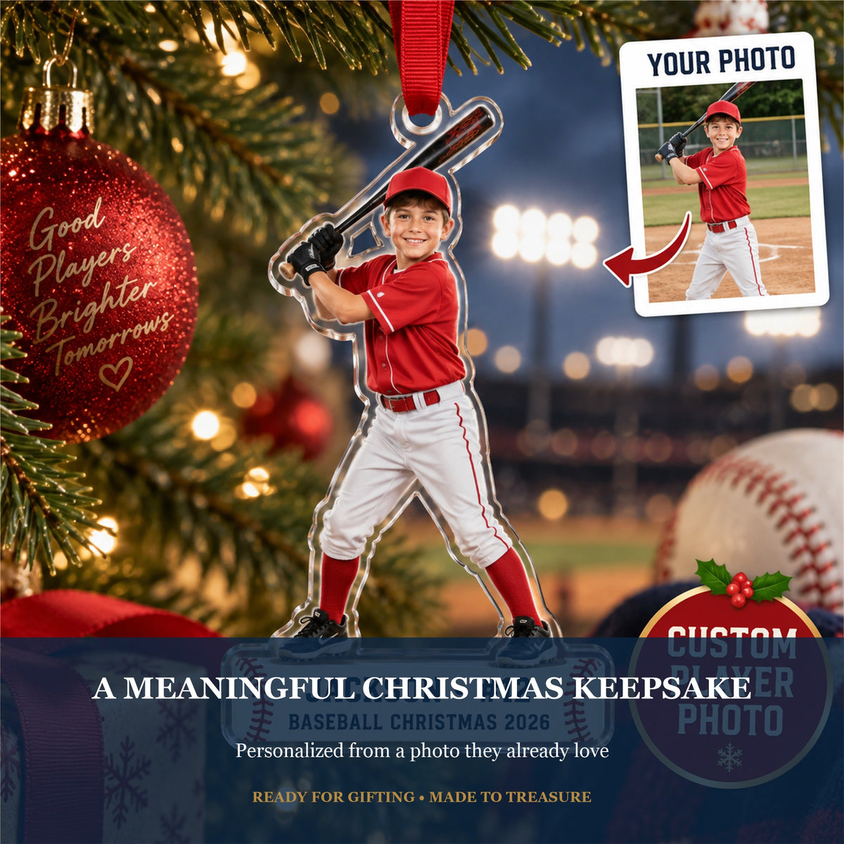Personalized Baseball Player Acrylic Ornament - Custom Photo Keepsake - image 5