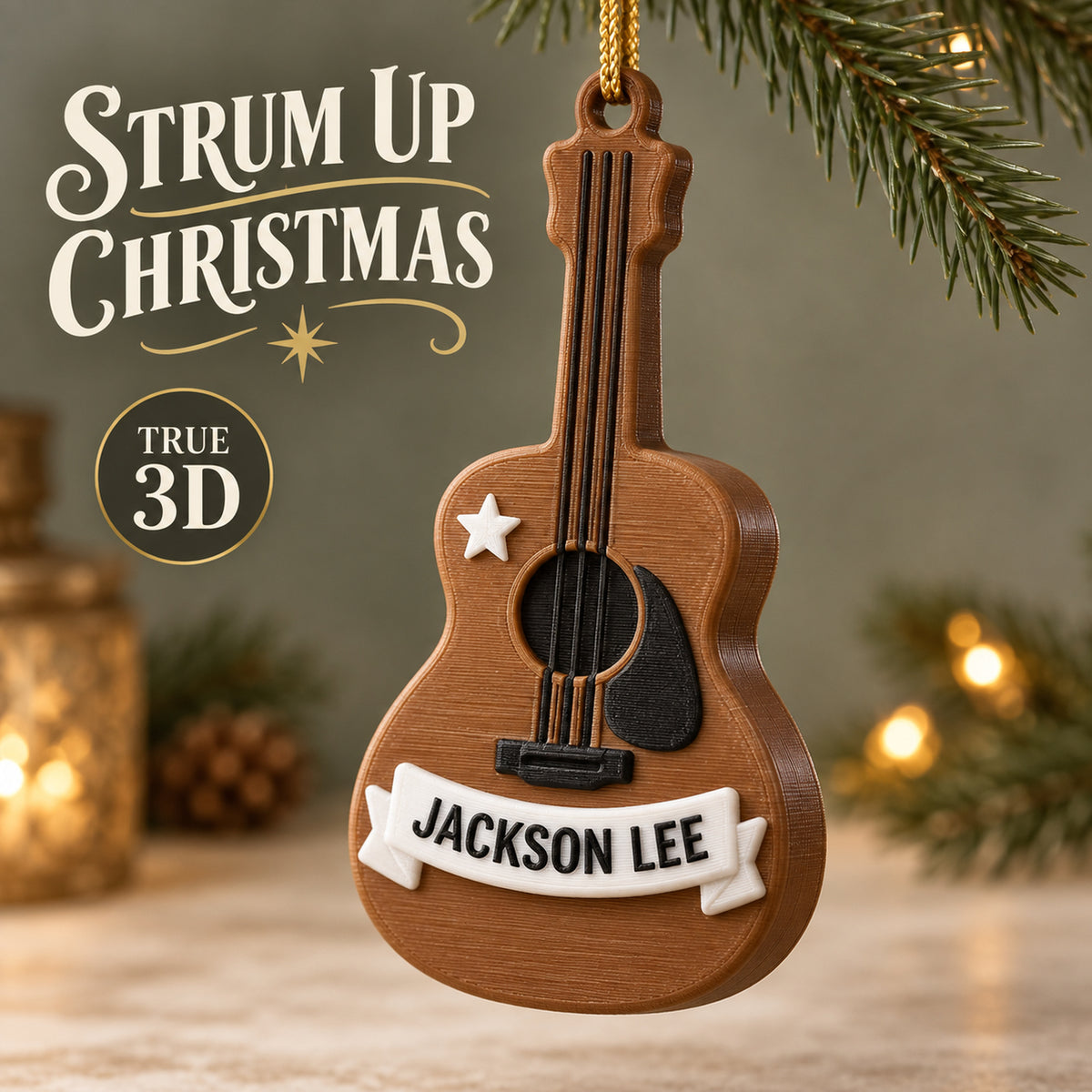 Personalized Guitar 3D Ornament - Custom Christmas Keepsake - image 1