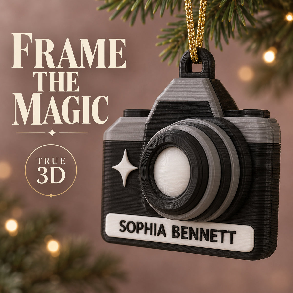 Personalized Camera 3D Ornament - Custom Christmas Keepsake - image 1