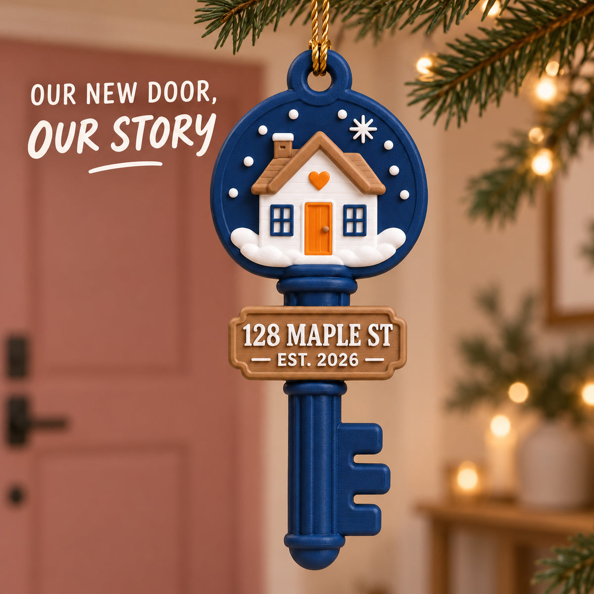 Personalized New Home Key 3D Ornament - Custom Christmas Keepsake - image 2