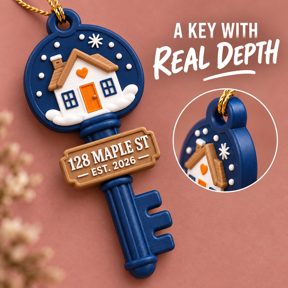Personalized New Home Key 3D Ornament - Custom Christmas Keepsake - image 6
