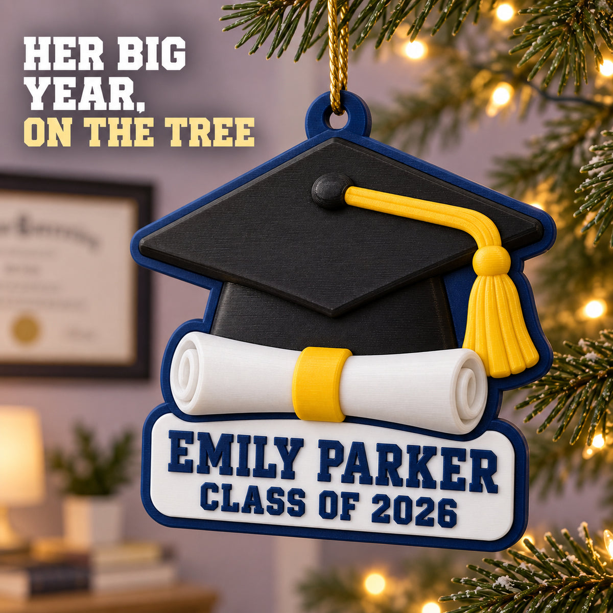 Personalized Graduation Cap Diploma 3D Ornament - Custom Christmas Keepsake - image 2
