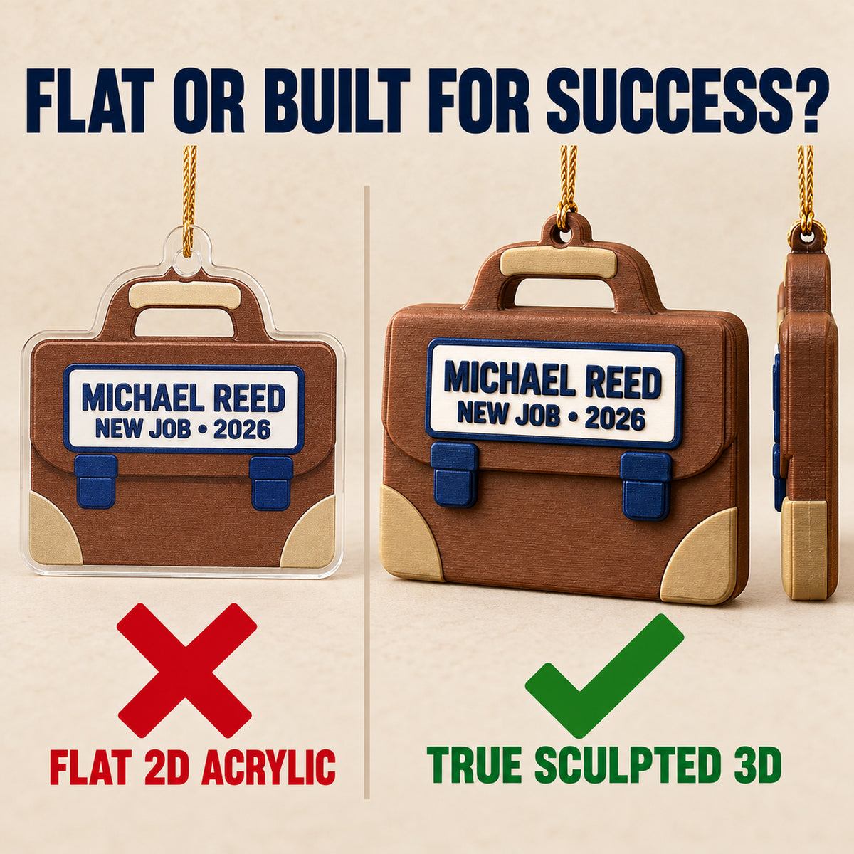 Personalized New Job Briefcase 3D Ornament - Custom Christmas Keepsake - image 3
