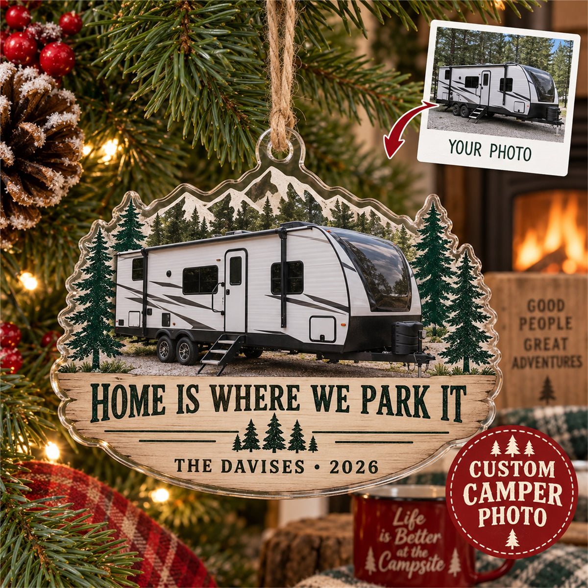 Personalized Camper RV Acrylic Ornament - Custom Photo Keepsake - image 1