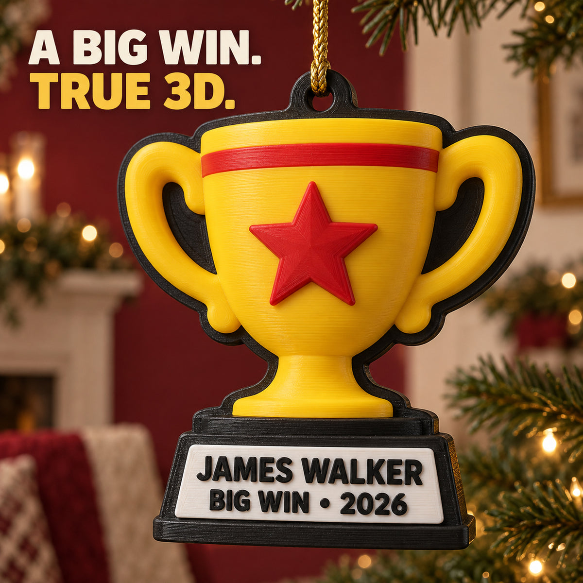 Personalized Achievement Trophy 3D Ornament - Custom Christmas Keepsake - image 1