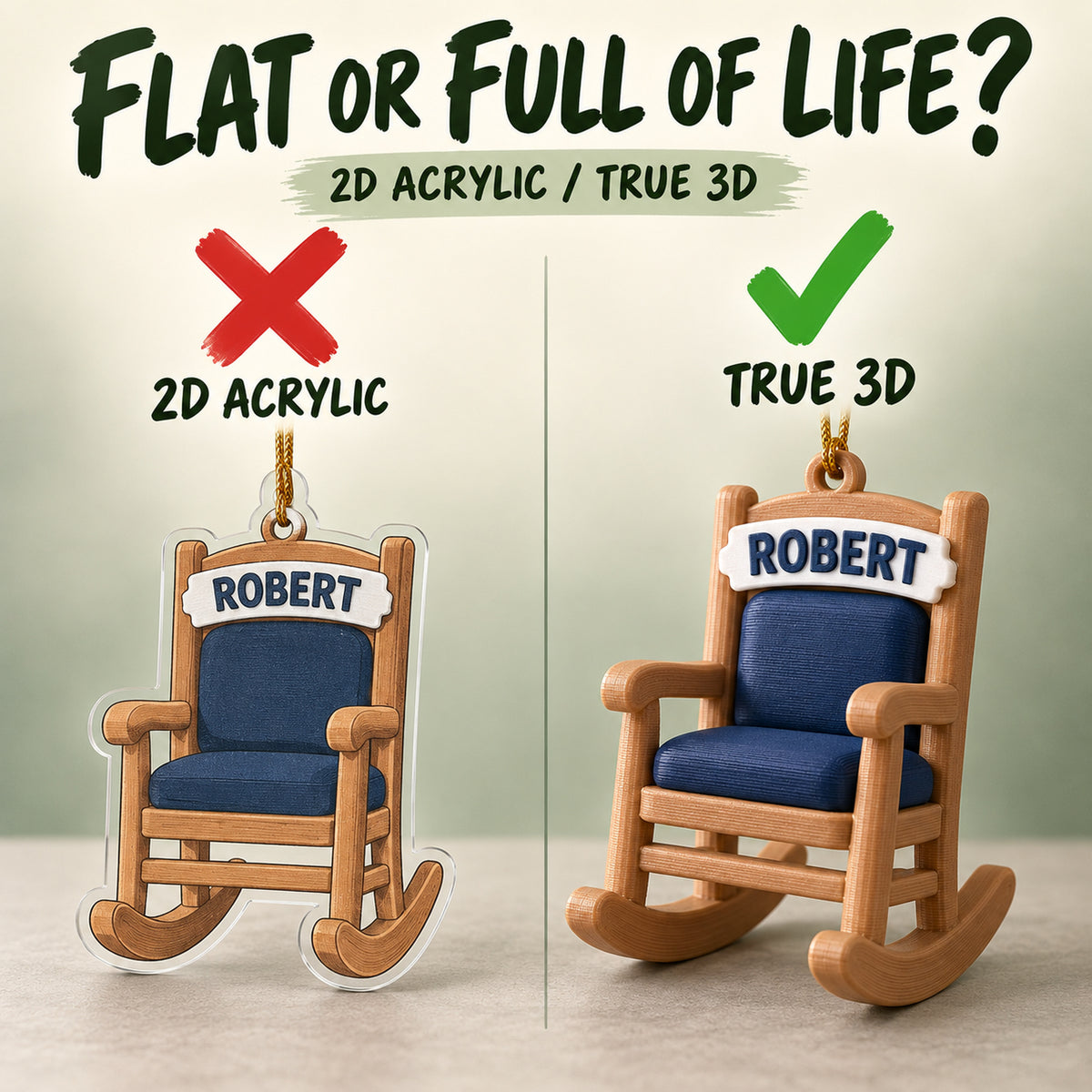 Personalized Retirement Rocking Chair 3D Ornament - Custom Christmas Keepsake - image 3
