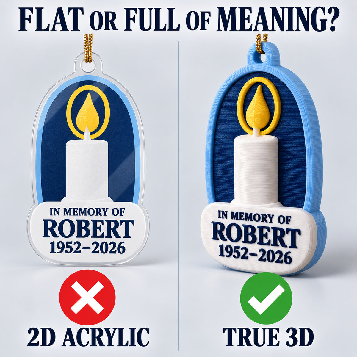 Personalized Memorial Candle 3D Ornament - Custom Christmas Keepsake - image 3