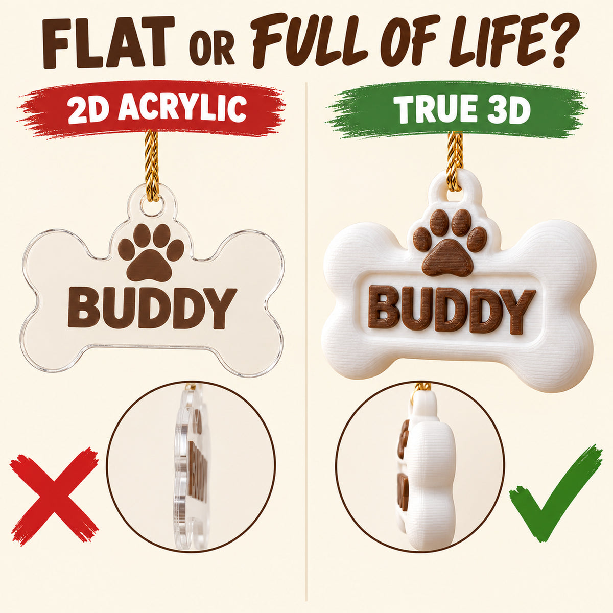 Personalized Dog Bone 3D Ornament - Custom Christmas Keepsake - image 3
