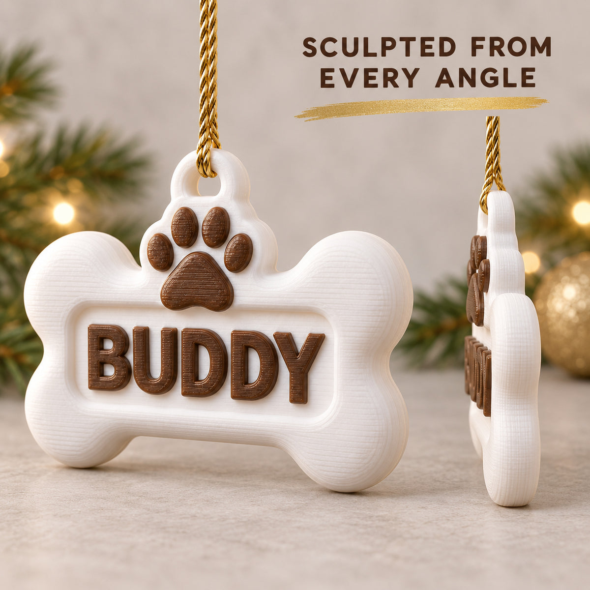 Personalized Dog Bone 3D Ornament - Custom Christmas Keepsake - image 4