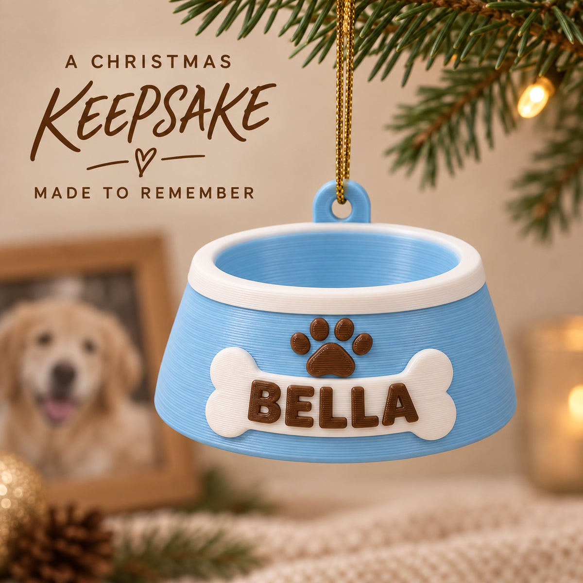 Personalized Dog Bowl 3D Ornament - Custom Christmas Keepsake - image 9