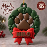 Personalized Paw Wreath 3D Ornament - Custom Christmas Keepsake - image 1