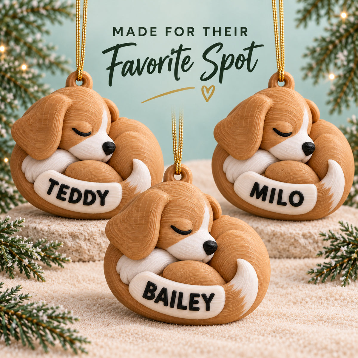 Personalized Curled Dog 3D Ornament - Custom Christmas Keepsake - image 7