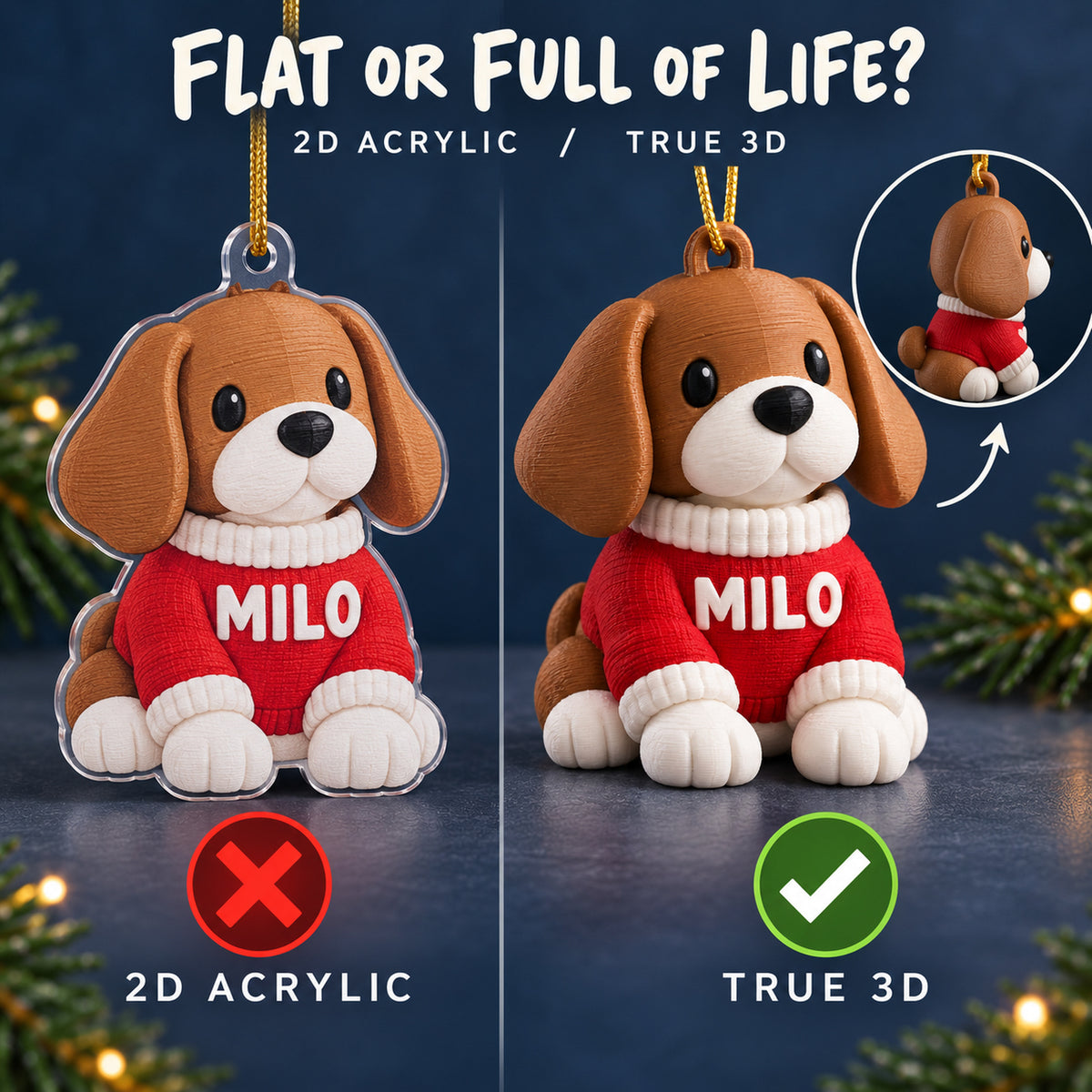 Personalized Dog Sweater 3D Ornament - Custom Christmas Keepsake - image 3
