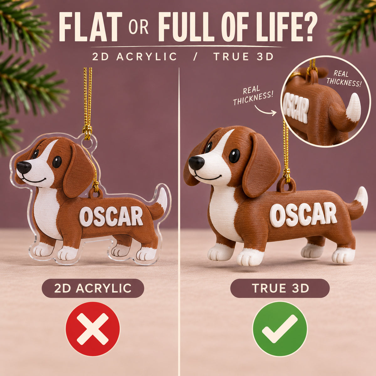 Personalized Dachshund 3D Ornament - Custom Christmas Keepsake - image 3