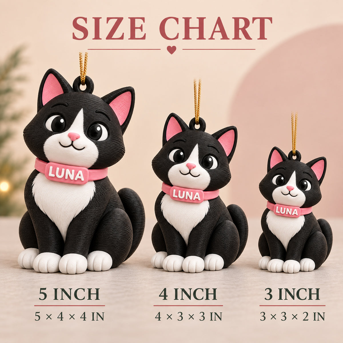 Personalized Sitting Cat 3D Ornament - Custom Christmas Keepsake - image 5