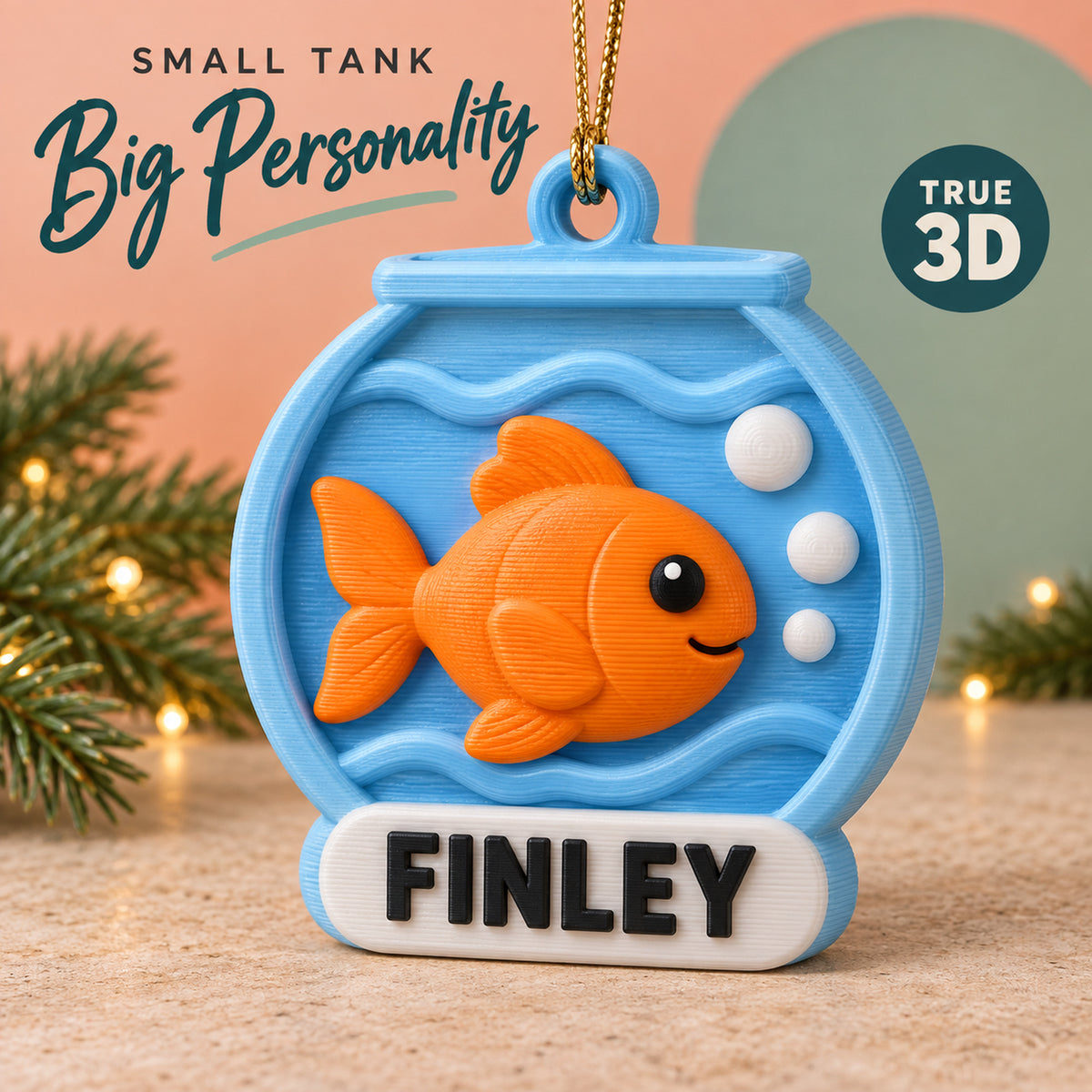 Personalized Fishbowl 3D Ornament - Custom Christmas Keepsake - image 1