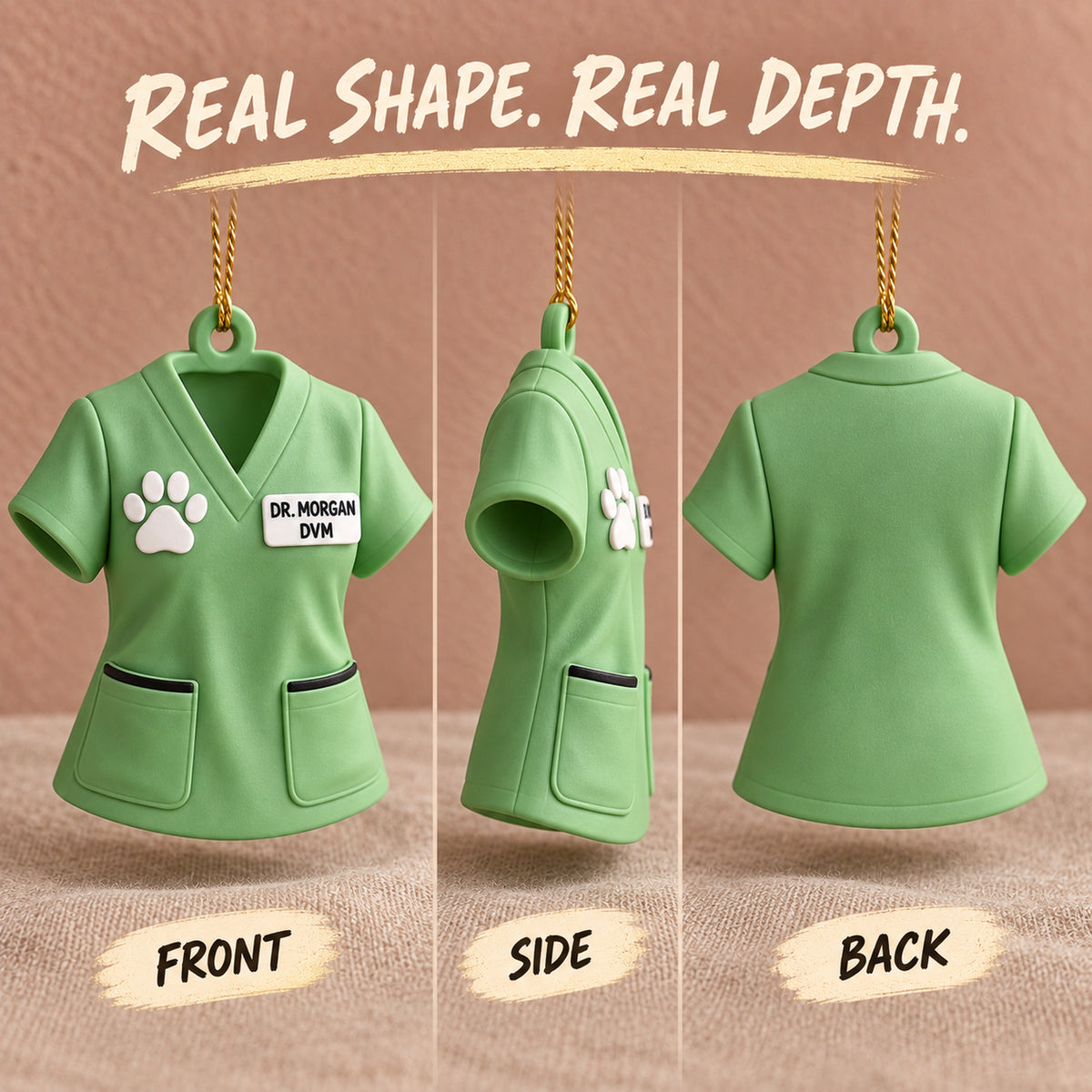 Personalized Veterinarian Scrubs 3D Ornament - Custom Christmas Keepsake - image 2