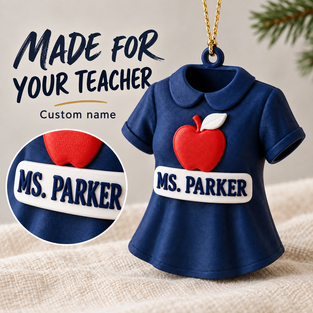 Personalized Teacher Outfit 3D Ornament - Custom Christmas Keepsake - image 6