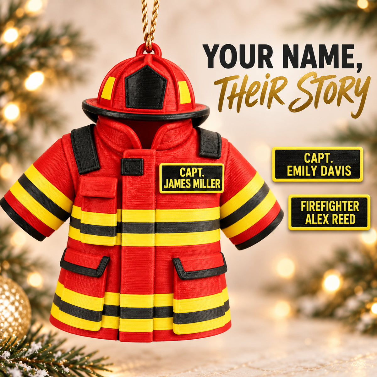 Personalized Firefighter Outfit 3D Ornament - Custom Christmas Keepsake - image 6