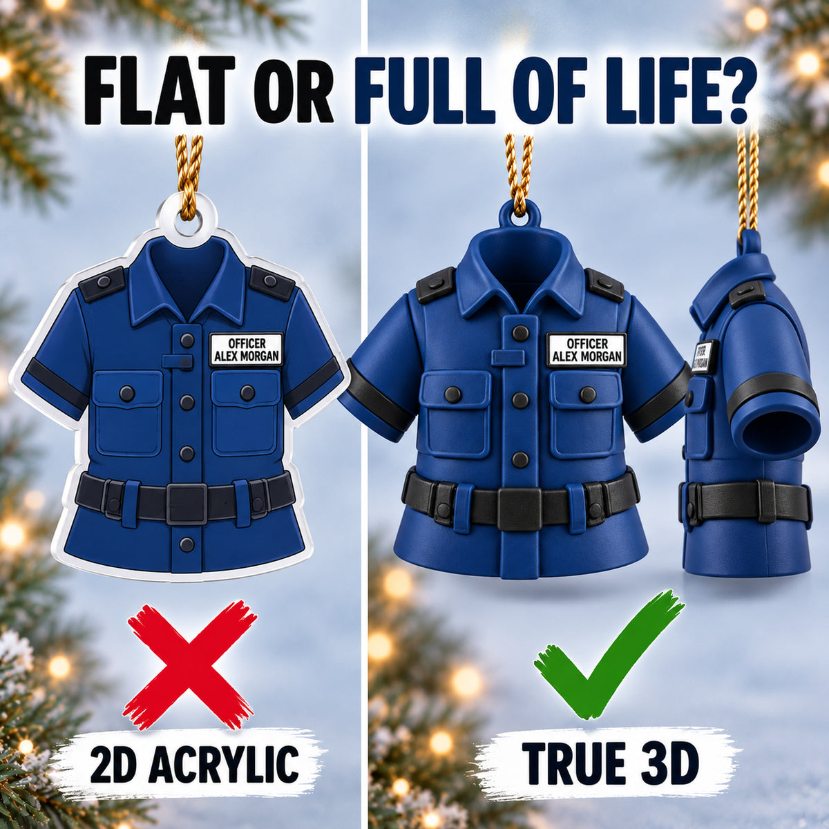Personalized Police Uniform 3D Ornament - Custom Christmas Keepsake - image 3