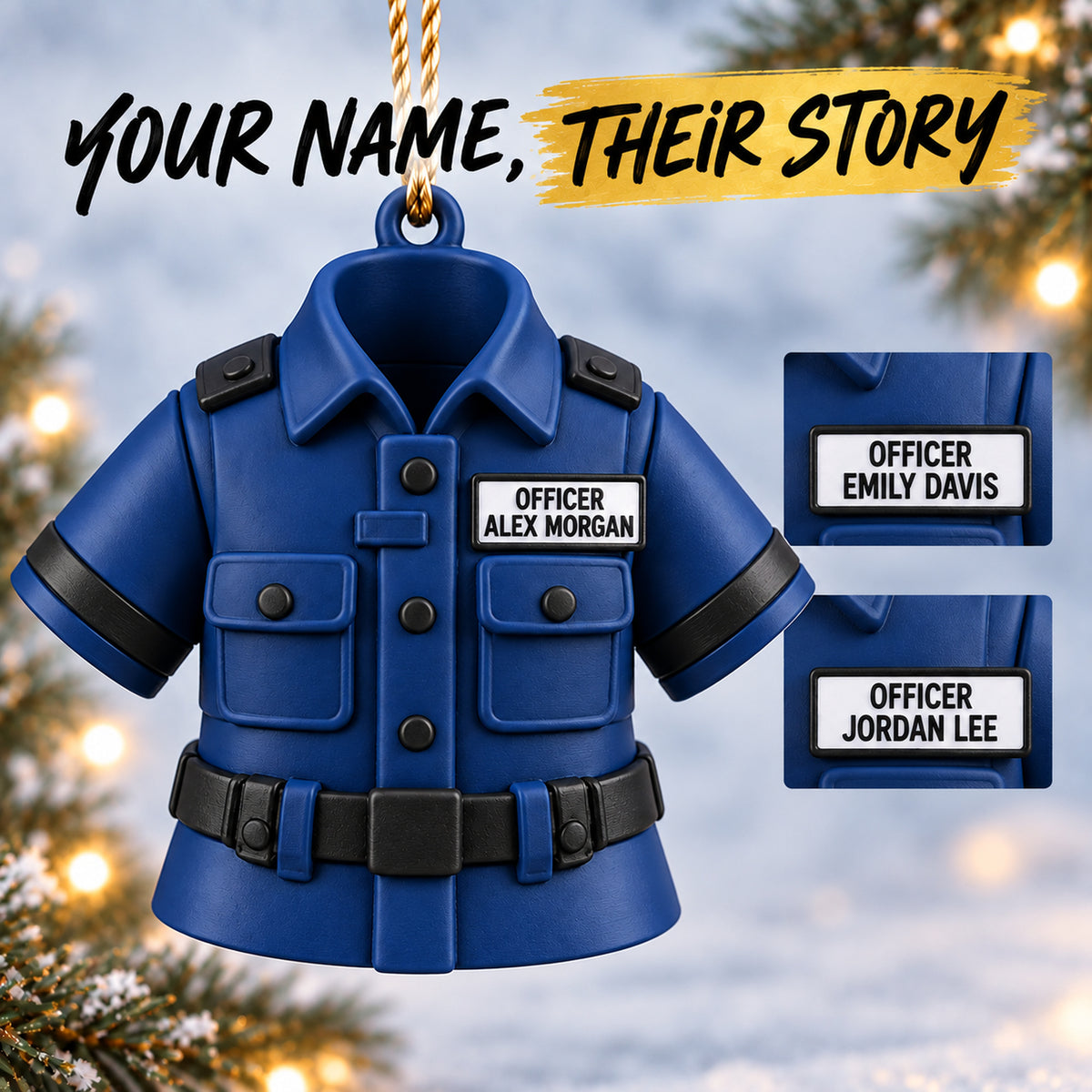 Personalized Police Uniform 3D Ornament - Custom Christmas Keepsake - image 6