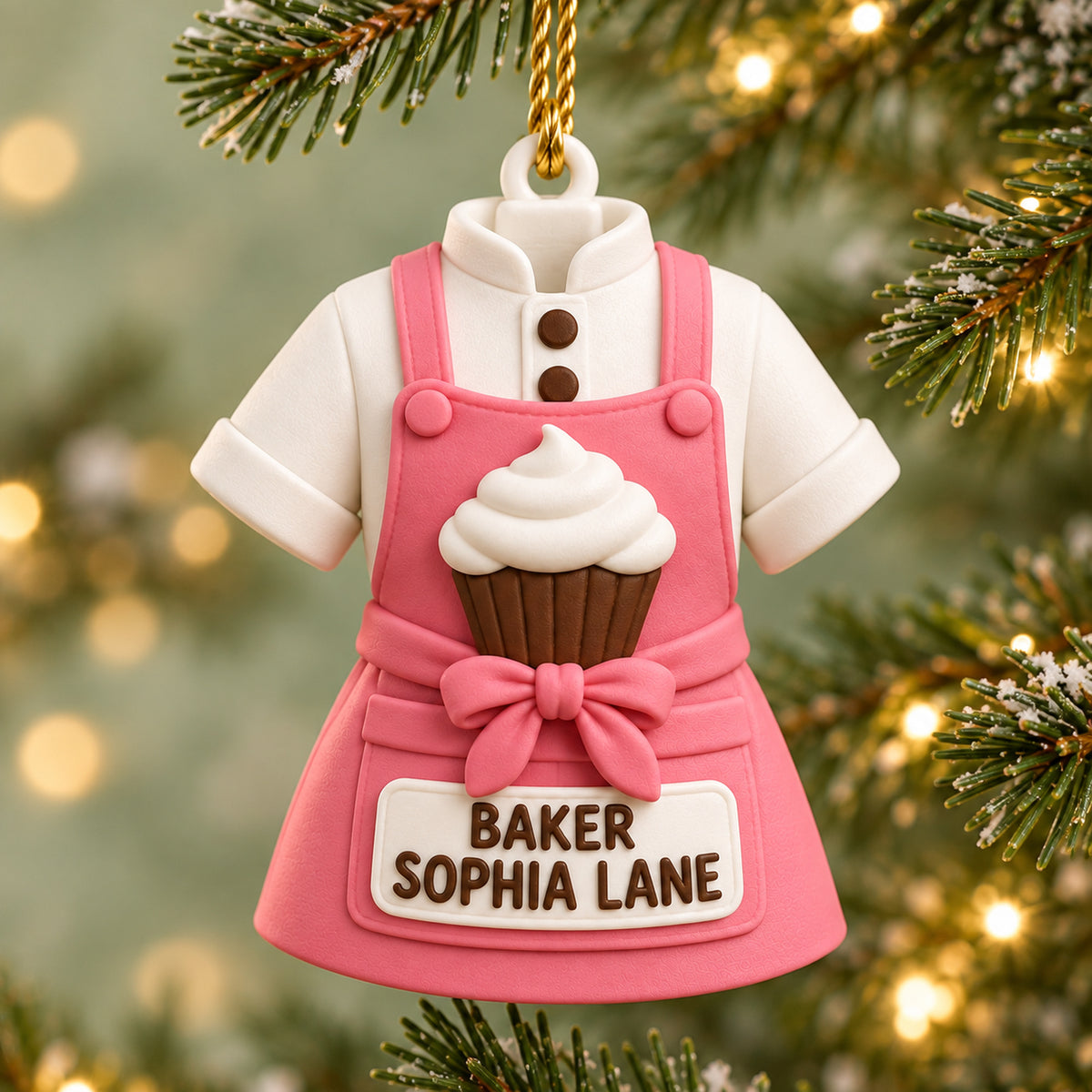 Personalized Baker Apron Cupcake 3D Ornament - Custom Christmas Keepsake - image 7