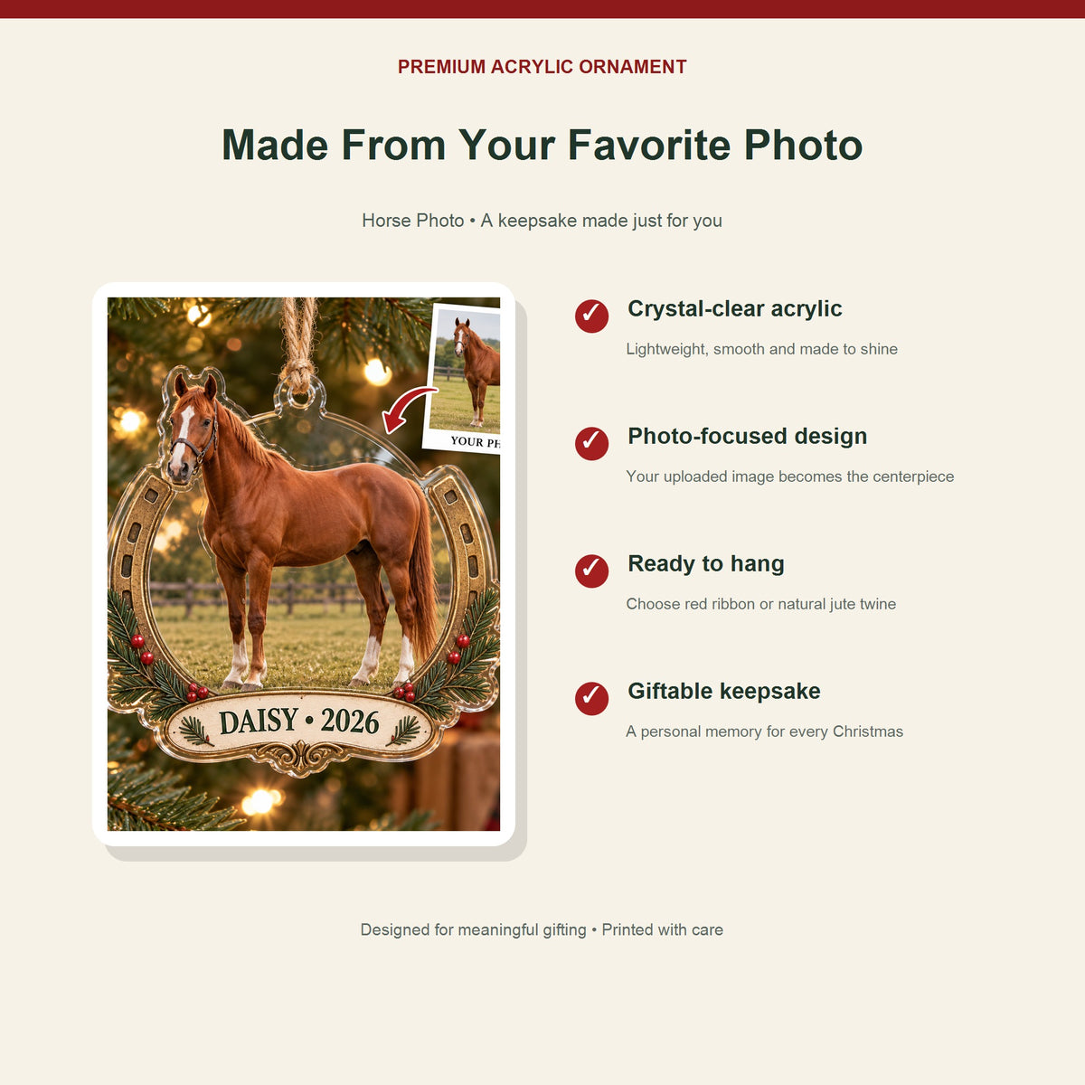 Horse personalized acrylic ornament - image 2