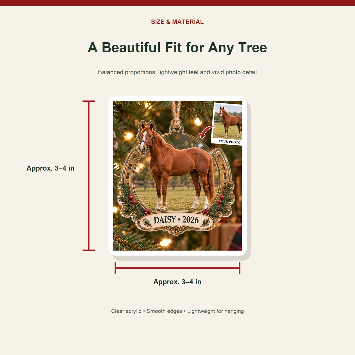 Horse personalized acrylic ornament - image 3