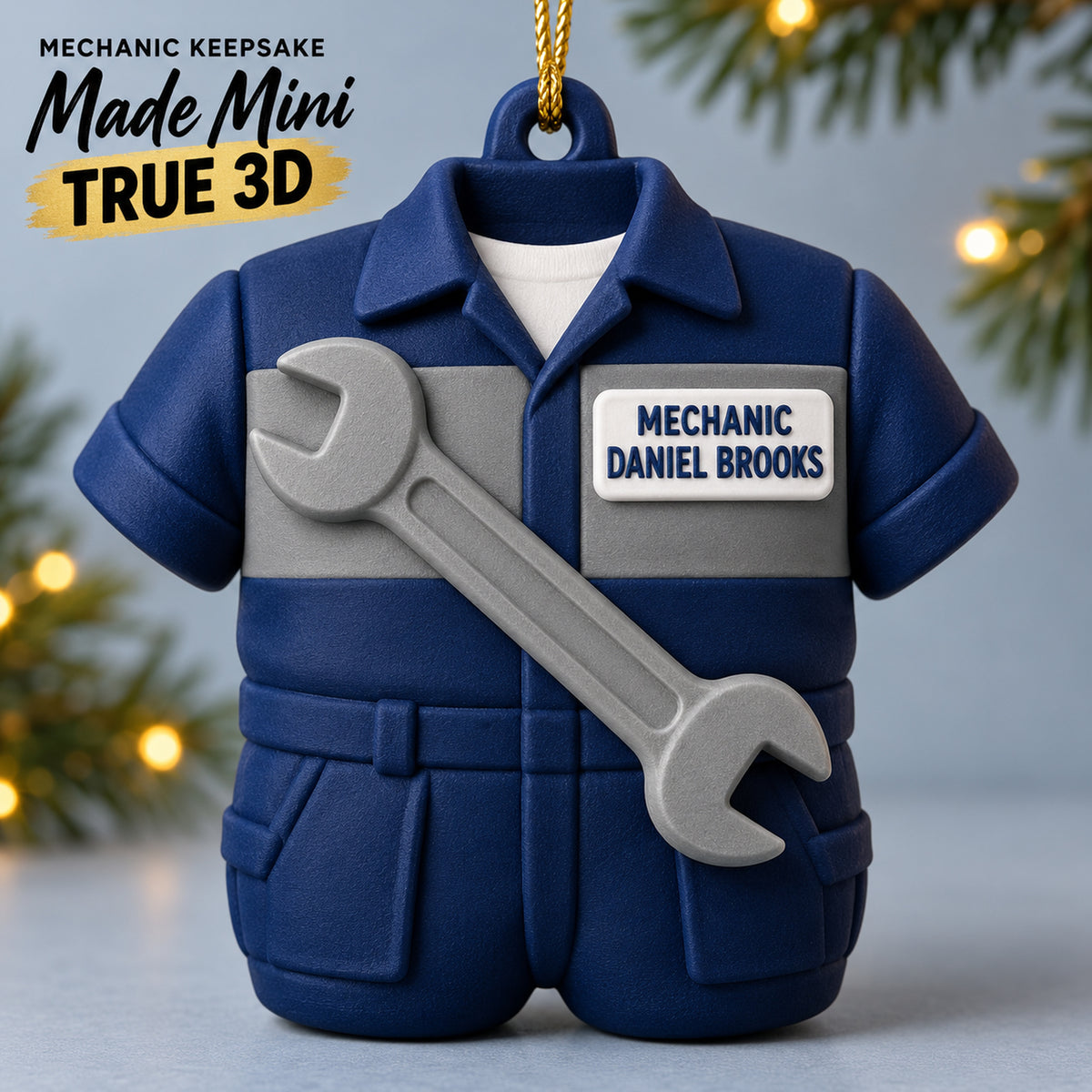 Personalized Mechanic Jumpsuit Wrench 3D Ornament - Custom Christmas Keepsake - image 1